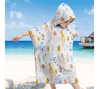 Chickwin Poncho à Capuche Enfants, Microfibre Serviette avec Capuche Peignoir De Robe de Bain Plage Océan Poncho de Natation pour Garçons et Filles (65x75cm,Méduse)