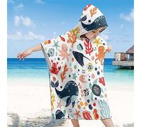Chickwin Poncho à Capuche Enfants, Microfibre Serviette avec Capuche Peignoir De Robe de Bain Plage Océan Poncho de Natation pour Garçons et Filles (65x75cm,Pieuvre)