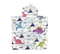 Chickwin Poncho à Capuche Enfants, Microfibre Serviette avec Capuche Peignoir De Robe de Bain Plage Poncho de Natation pour Filles et Garçons (60x60cm,Dinosaure 8)