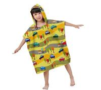 Chickwin Poncho à Capuche Enfants, Microfibre Serviette avec Capuche Peignoir De Robe de Bain Plage Poncho de Natation pour Garçons et Filles (65x75cm,Voiture 12)