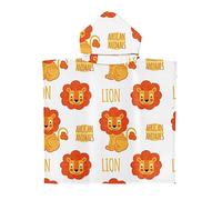 Chickwin Poncho à Capuche Enfants, Microfibre Serviette avec Capuche Peignoir De Robe de bain Plage Poncho de Natation pour Garçons et Filles (60x60cm,Lion 5)