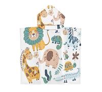 Chickwin Poncho à Capuche Enfants, Microfibre Serviette avec Capuche Peignoir De Robe de Bain Plage Poncho de Natation pour Filles et Garçons (65x75cm,Tortue)