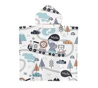 Chickwin Poncho à Capuche Enfants, Microfibre Serviette avec Capuche Peignoir De Robe de bain Plage Poncho de Natation pour Filles et Garçons (65x75cm,Arbre)