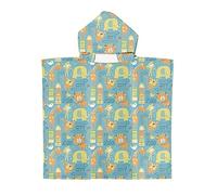 Chickwin Poncho à Capuche Enfants, Microfibre Serviette avec Capuche Peignoir De Robe de bain Plage Poncho de Natation pour Garçons et Filles (60x60cm,Lion 12)