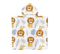 Chickwin Poncho à Capuche Enfants, Microfibre Serviette avec Capuche Peignoir De Robe de bain Plage Poncho de Natation pour Garçons et Filles (60x60cm,Lion 8)