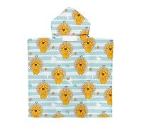Chickwin Poncho à Capuche Enfants, Microfibre Serviette avec Capuche Peignoir De Robe de bain Plage Poncho de Natation pour Garçons et Filles (60x60cm,Lion 2)