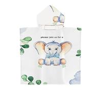 Chickwin Poncho à Capuche Enfants, Microfibre Serviette avec Capuche Peignoir De Robe de bain Plage Poncho de Natation pour Garçons et Filles (65x75cm,Éléphant feuillu)