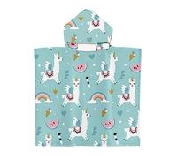 Chickwin Poncho à Capuche Enfants, Microfibre Serviette avec Capuche Peignoir De Robe de bain Plage Poncho de Natation pour Garçons et Filles (60x60cm,Alpaga 4)