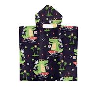 Chickwin Poncho à Capuche Enfants, Microfibre Serviette avec Capuche Peignoir De Robe de bain Plage Poncho de Natation pour Garçons et Filles (Crocodiles 8,60x60cm)