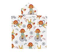 Chickwin Poncho à Capuche Enfants, Microfibre Serviette avec Capuche Peignoir De Robe de bain Plage Poncho de Natation pour Garçons et Filles (65x75cm,Lion 9)