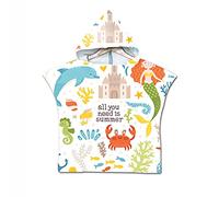 Chickwin Poncho de Bain à Capuche Enfants Microfibre Motif Serviette de Bain Serviette de Plage Super Doux Poncho à Capuche pour Filles Garçons Enfants (Château,60x80cm)