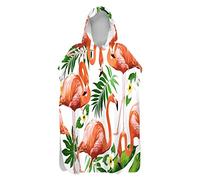 Chickwin Poncho de Bain Adulte Microfibre, Style Tropical Motif Oiseau Poncho à Capuche Enfant Changement Robe Séchage Rapide Serviette de Plage pour Surfing Natation