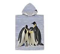 Chickwin Poncho De Bain Enfant Adulte, Pingouin Mignon Serviette Poncho à Capuche Surfing Changement Robe Microfibr Serviette de Plage pour Plage Bain Natation (75x110cm,Famille)