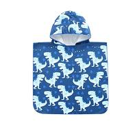Chickwin Poncho de Bain Enfant Garcon Filles Serviette de Plage Peignoir De Séchage Rapide Serviette Poncho Serviette à Capuche de Bain/Plage Sortie de Bain (70x90cm,Dinosaure Bleu)