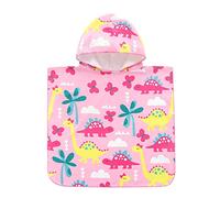 Chickwin Poncho de Bain Enfant Garcon Filles Serviette de Plage Peignoir De Séchage Rapide Serviette Poncho Serviette à Capuche de Bain/Plage Sortie de Bain (66x65cm,Papillon Rose)