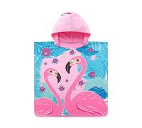 Chickwin Poncho de Bain Enfant Garcon Filles Serviette de Plage Peignoir De Séchage Rapide Serviette Poncho Serviette à Capuche de Bain/Plage Sortie de Bain (65x66cm,Feuille de Banane)