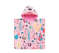 Chickwin Poncho de Bain Enfant Garcon Filles Serviette de Plage Peignoir De Séchage Rapide Serviette Poncho Serviette à Capuche de Bain/Plage Sortie de Bain (65x66cm,cactus rose)