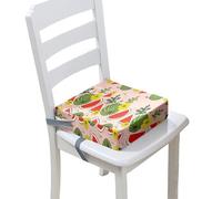 Chickwin Portable Réhausseur Coussin de Siège Modèle de Pastèque Lavable Coussin Rehausseur avec Boucle de Sécurité Anti Glisse pour Repas de Bébé Bambin Enfant Tout-Petit (fleurs,40x40x10cm)