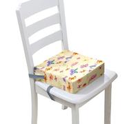 Chickwin Portable Réhausseur Coussin de Siège Motif Papillon Lavable Coussin Rehausseur avec Boucle de Sécurité Anti Glisse pour Repas de Bébé Bambin Enfant Tout-Petit (beige,32x32x8cm)