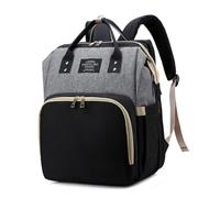 Chickwin Sac à Dos à Langer pour Bébé, Sac a Dos a Langer Grande Capacite Sac Bebe Maternite Multifonction avec Matelas à Lange Sac de Maternité Voyage pour Mommy Maman ou Papa (31x20x41cm,Noir Gris)