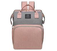 Chickwin Sac à Dos à Langer pour Bébé, Sac a Dos a Langer Grande Capacite Sac Bebe Maternite Multifonction avec Matelas à Lange Sac de Voyage pour Mommy (31x22x41cm,Rose Gris)