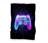 Chickwin Serviette Microfibre Serviette de Plage Sport Drap de Bain Impression de Manette de Jeu Serviette Piscine Petite Grande Drap de Plage Tapis de Plage Enfant (150x130cm,Bleu Violet Brillant)