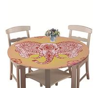 Chickwin-Shop Nappe Exterieur Ronde 150 cm, Nappes Imperméables avec Bord Élastique, Jardin Nappes Polyester Anti Taches Lavable pour Cuisine Fête Table (pour Table 130-140cm)