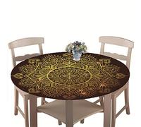 Chickwin-Shop Nappe Exterieur Ronde 150 cm, Nappes Imperméables avec Bord Élastique, Jardin Nappes Polyester Anti Taches Lavable pour Cuisine Fête Table (pour Table 130-140cm)