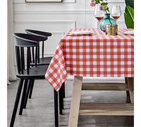 Chickwin Style Simple Nappe PVC Rectangulaire Anti Taches, Plastique Nappes Toile Cirée Imperméable à Facile d'entretien pour Salle à Manger Party Jardin Picnic (Plaid Rouge,90 * 90cm)