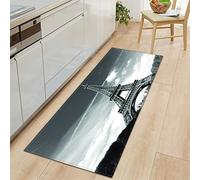 Chickwin Tapis Chambre Long, Motif Tour Eiffel Tapis Salon Antidérapant Tapis Moderne pour Cuisine Doux Poils Courts pour Décoration Intérieur Couloir e Canapé (Nuages Noirs,40x120cm)