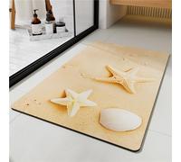Chickwin Tapis de Bain Absorbant Sechage Rapide, Motif Étoile de Mer Coquillages Tapis de Salle de Bain en Diatomite Tapis Bain Antidérapant Tapis Salle de Bain Doux (40x60cm,Plage de Sable)