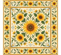 Chickwin Tapis de Mahjong pour Table, 3D Fleurs (Tournesols 02,60x60cm) | Tapis de Table de Mahjong Antidérapant Silencieux Absorbant Carré pour Poker, Jeux de Société et Cartes Domestiques