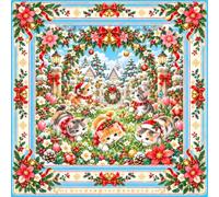 Chickwin Tapis de Mahjong pour Table, 3D Noël (Chat 05,S) | Tapis de Table de Mahjong Antidérapant Silencieux Absorbant Carré pour Poker, Jeux de Société et Cartes Domestiques