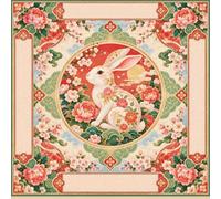 Chickwin Tapis de Mahjong pour Table, 3D Zodiaque Chinois (Lapin,M) | Tapis de Table de Mahjong Antidérapant Silencieux Absorbant Carré pour Poker, Jeux de Société et Cartes Domestiques
