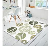 Chickwin Tapis de Salon Poils Ras, 3D Nordique Imprimé Antidérapant Lavable Tapis de Cuisine Moderne Intérieur et Extérieur Tapis de Sol pour Canapé Chambre Couloir (40x60cm,Feuilles Vertes)