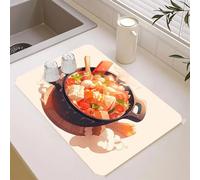 Chickwin Tapis Egouttoir Vaisselle, 3D Régimes Alimentaires Tapis Vaisselle Absorbant et Antidérapant, Egouttoir Séchage Rapide diatomite, Idéal pour Bar à Café et Plan (Nourriture,60x90cm)