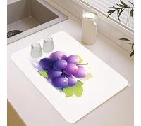 Chickwin Tapis Egouttoir Vaisselle, 3D Régimes Alimentaires Tapis Vaisselle Absorbant et Antidérapant, Egouttoir Séchage Rapide diatomite, Idéal pour Bar à Café et Plan (Raisin,30x40cm)