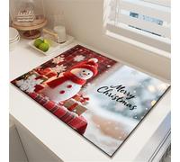 Chickwin Tapis Egouttoir Vaisselle, Style Noël Nordique Tapis Vaisselle Absorbant et Antidérapant, Egouttoir Séchage Rapide diatomite, Idéal pour Bar à Café et Plan (Flocon de Neige,30x40cm)