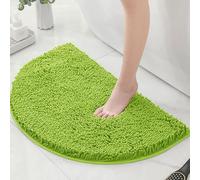 Chickwin Tapis Salle de Bain Antidérapant en Chenille, Semi-Circulaire Tapis de Bain Chenille Microfibre Épaisse Absorbant, Doux et Confortable Lavable en Machine (Vert Fruit,40x60cm)