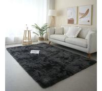 Chickwin Tapis Salon Poil Long,Tapis Chambre Tie Dye Shaggy Moderne Moquette Salon Poil Long Moelleux Doux Lavable avec Fond Antidérapant pour Decoration Chevet Canapé (Noir D,60x90cm)