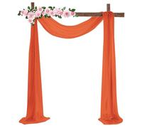 Chickwin Tenture Mariage avec 2 Rubans, 1PC Voilage Multicolore Elégant, Arche Mariage Tenture, Fond de Rideau 100D Mousseline de Soie pour Décoration Mariagé, Cérémonie, Fête (Orange,0.7x5.5m)