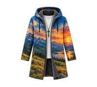 Chickwin Veste Homme Hiver Chaud Résistant au Vent | Impression à Motif 3D Casual Veste d'automne Polaire avec Capuche pour des Sports Manteau Travail et Le Loisir
