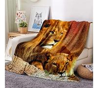 Chickwing Chickw1 Couverture Plaid Flanelle, 3D Imprimé Animal Couverture Polaire Epaisse Microfibre Moelleuse Chaudes Légères Couvertures pour Voyager, Lit ou Canapé (Lion d'or,80x120cm)