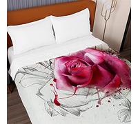 Chickwing Chickw1 Couvre-Lits Matelassés, 3D Fleur de Rose Imprimé Dessus de Lits Gaufrée Dessus de Lit Microfiber Couvre Lit Couverture de Lit pour Lit 1-2 Personnes (Éclaboussure d'encre,220x240cm)