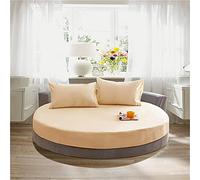 Chickwing Couleur Unie Rondes Drap Housse Antidérapants Housse De Matelas, 100% Coton Confortable Respirant Drap-Housse Poche Profonde 25cm - Résistant Rides (Chameau,200cm)