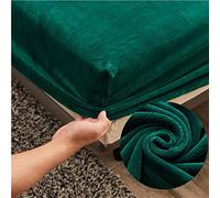 Chickwing Drap Housse Couleur Unie Antidérapants Housse De Matelas, 100% Polyester Velours Confortable Respirant Drap-Housse Poche Profonde 25cm - Résistant Rides (Vert foncé,90x200x25cm)
