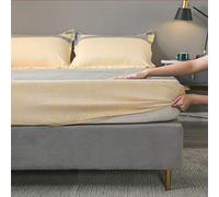Chickwing Drap Housse Simplicité Antidérapants Housse De Matelas, 100% Polyester Confortable Respirant Drap-Housse Poche Profonde 20cm - Résistant Rides (Plaid Jaune,120x200x20cm)