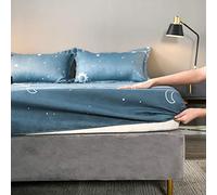 Chickwing Drap Housse Simplicité Antidérapants Housse De Matelas, 100% Polyester Confortable Respirant Drap-Housse Poche Profonde 20cm - Résistant Rides (Lune étoile,180x200x20cm)