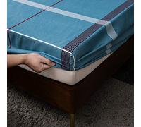 Chickwing Drap Housse Simplicité Antidérapants Housse De Matelas, 100% Polyester Confortable Respirant Drap-Housse Poche Profonde 20cm - Résistant Rides (Plaid Bleu Blanc,120x200x20cm)