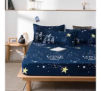 Chickwing Drap Housse Simplicité Antidérapants Housse De Matelas, 100% Polyester Confortable Respirant Drap-Housse Poche Profonde 20cm - Résistant Rides (Ciel Nocturne Bleu,120x200x20cm)